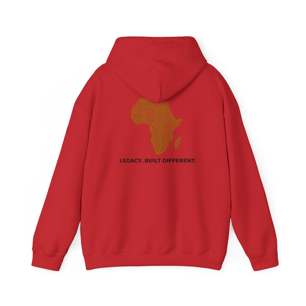 Africa Map Hoodie — 'Legacy. Built Different.' Cultural Pattern Pullover
