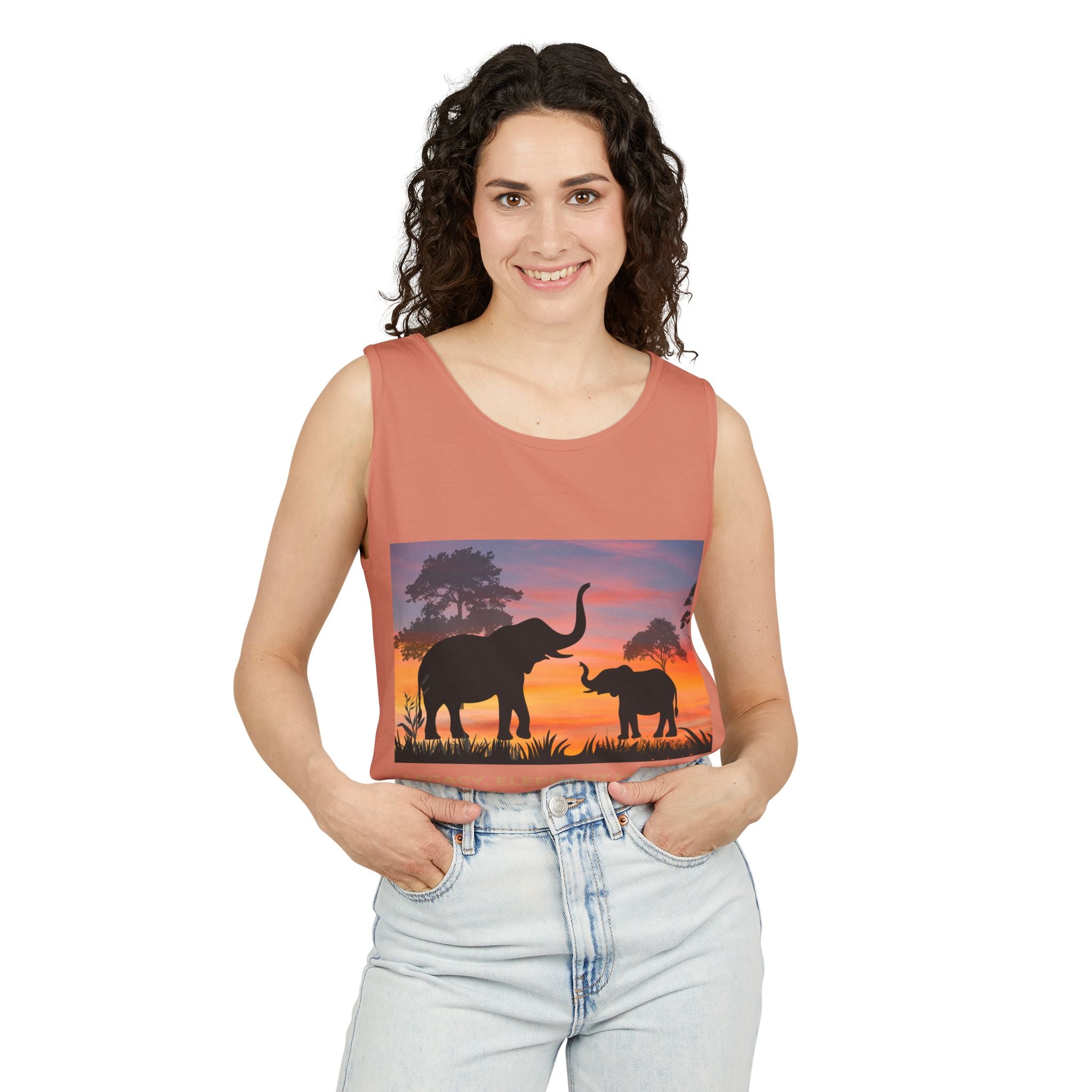 Elephant Sunset Tank Top — Mama & Baby Silhouette Beachwear