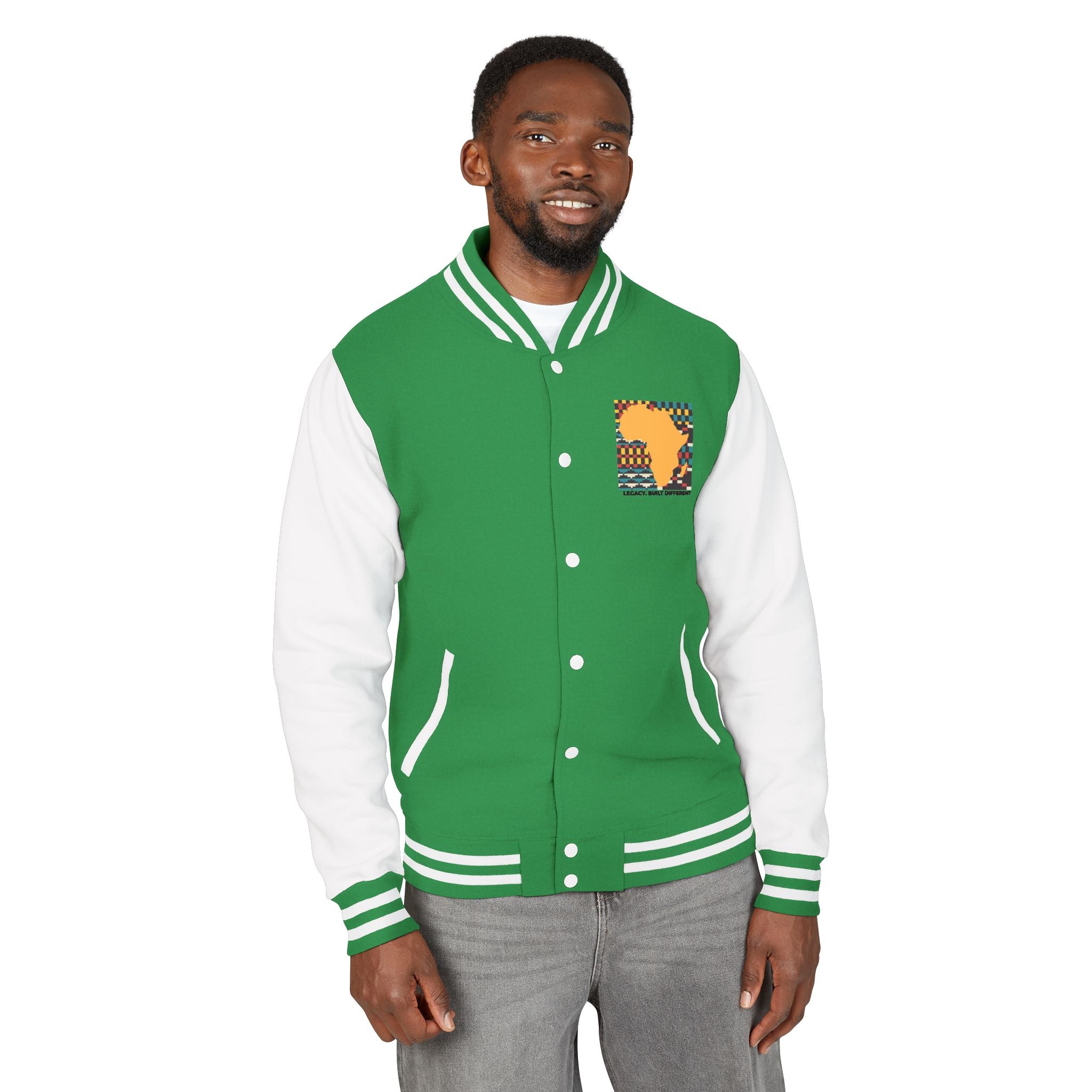 Letterman Jacket - Africa Map Kente Pattern "Legacy Built Different"