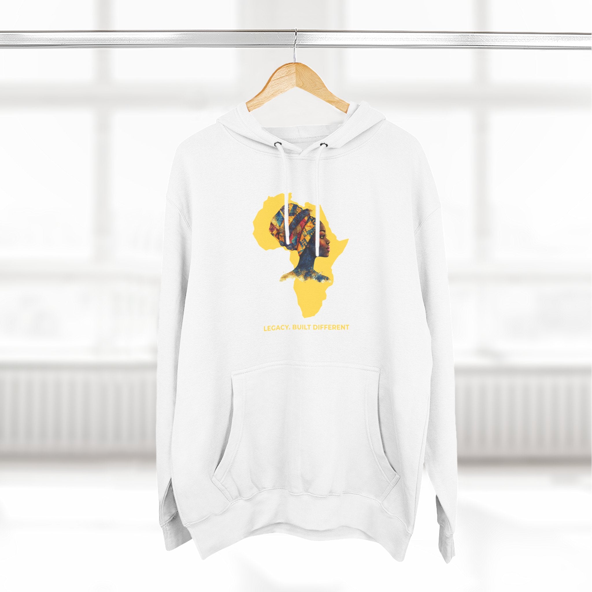 Hoodie — African Profile Art on Yellow Africa Silhouette (Legacy, Beauty, Empowerment)