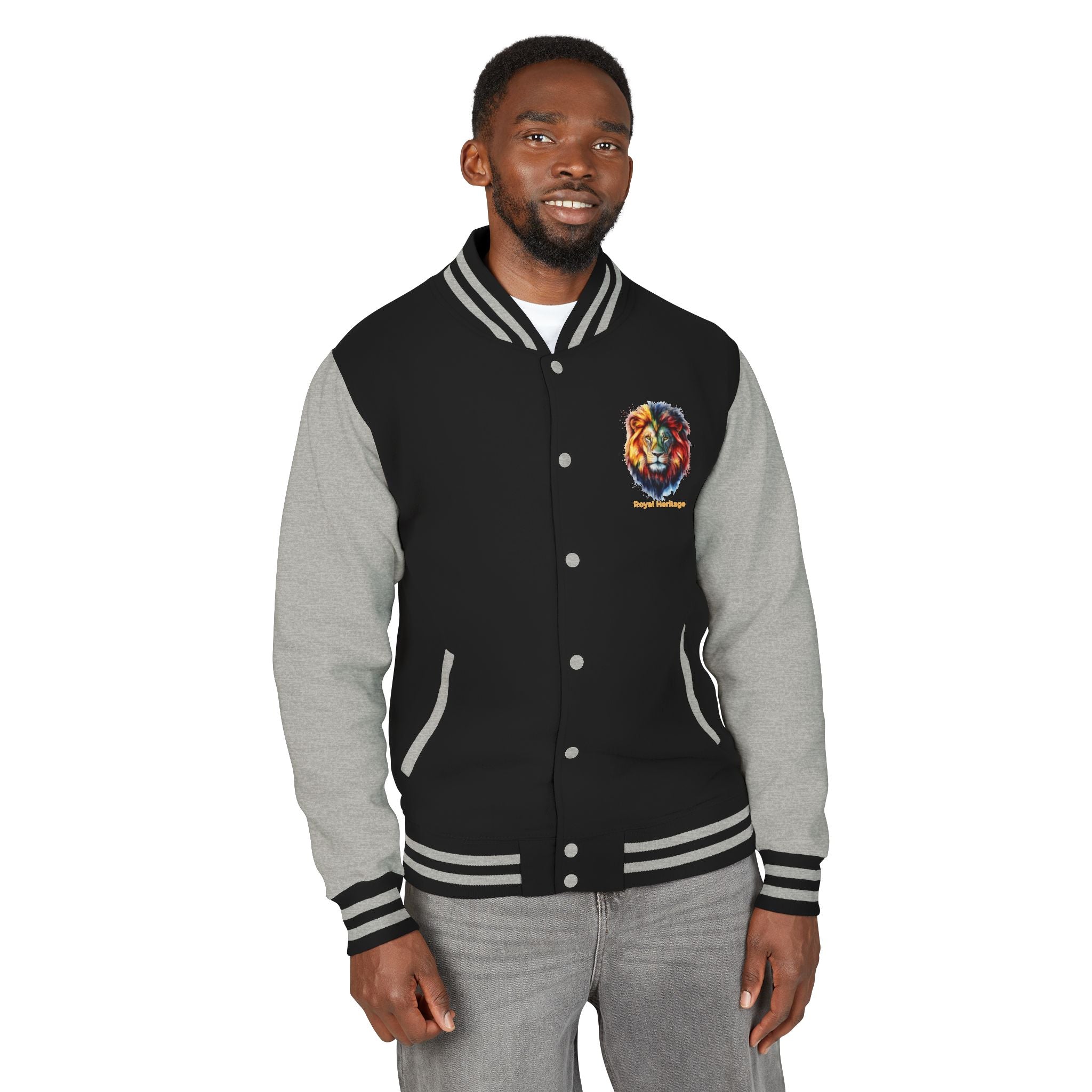 Lion Graphic Letterman Jacket — "Royal Heritage" Varsity Jacket