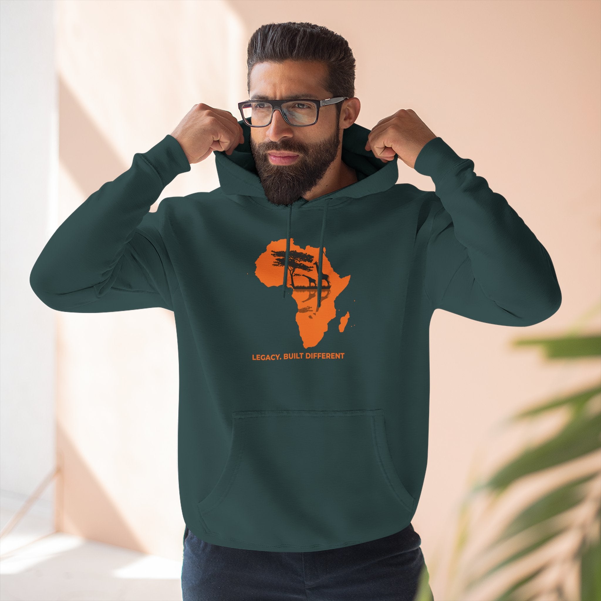 Africa Silhouette Hoodie — 'Legacy: Built Different' Graphic Pullover