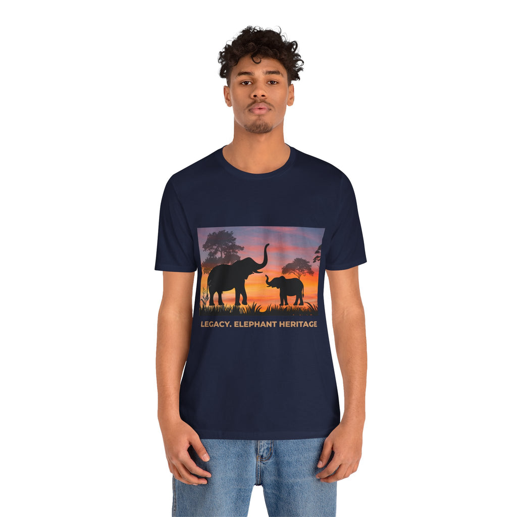 Elephant Sunset Tee — "Legacy, Elephant Heritage" Graphic T-Shirt