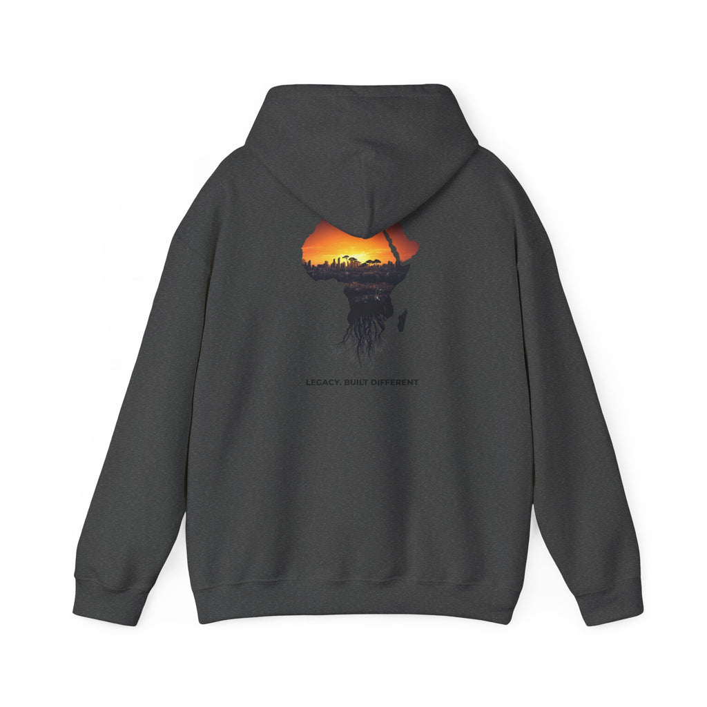 Africa Sunset Hoodie — "Legacy. Built Different." Graphic Pullover