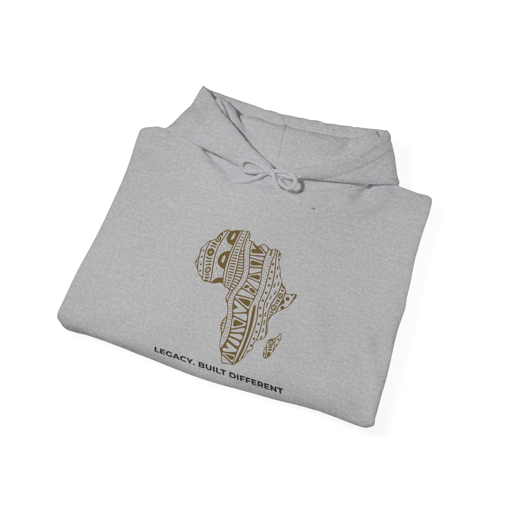 Africa Pattern Hoodie — "Legacy. Built Different." Graphic Sweatshirt