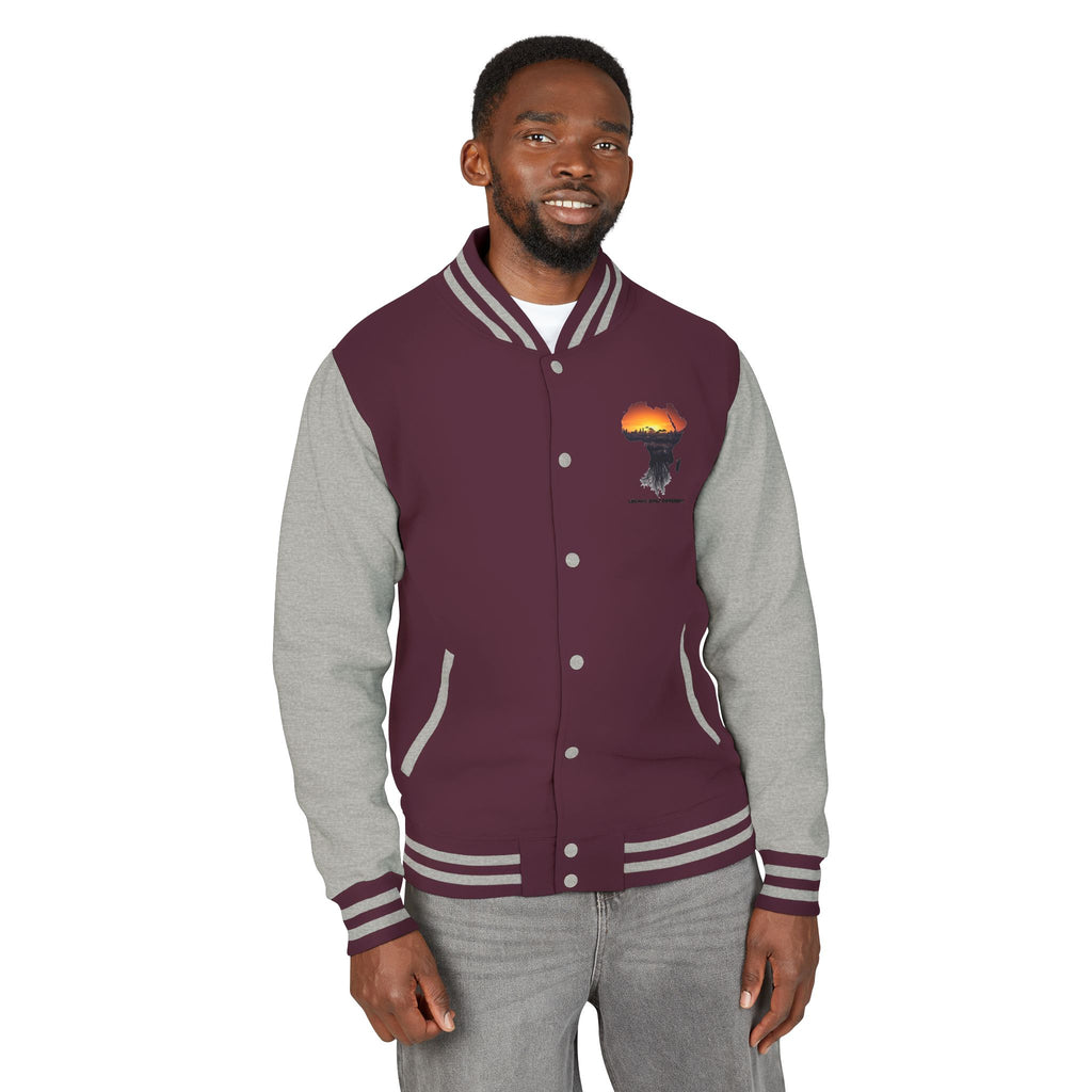 Letterman Jacket — Africa Sunset Map Design ("Legacy. Built Different.")