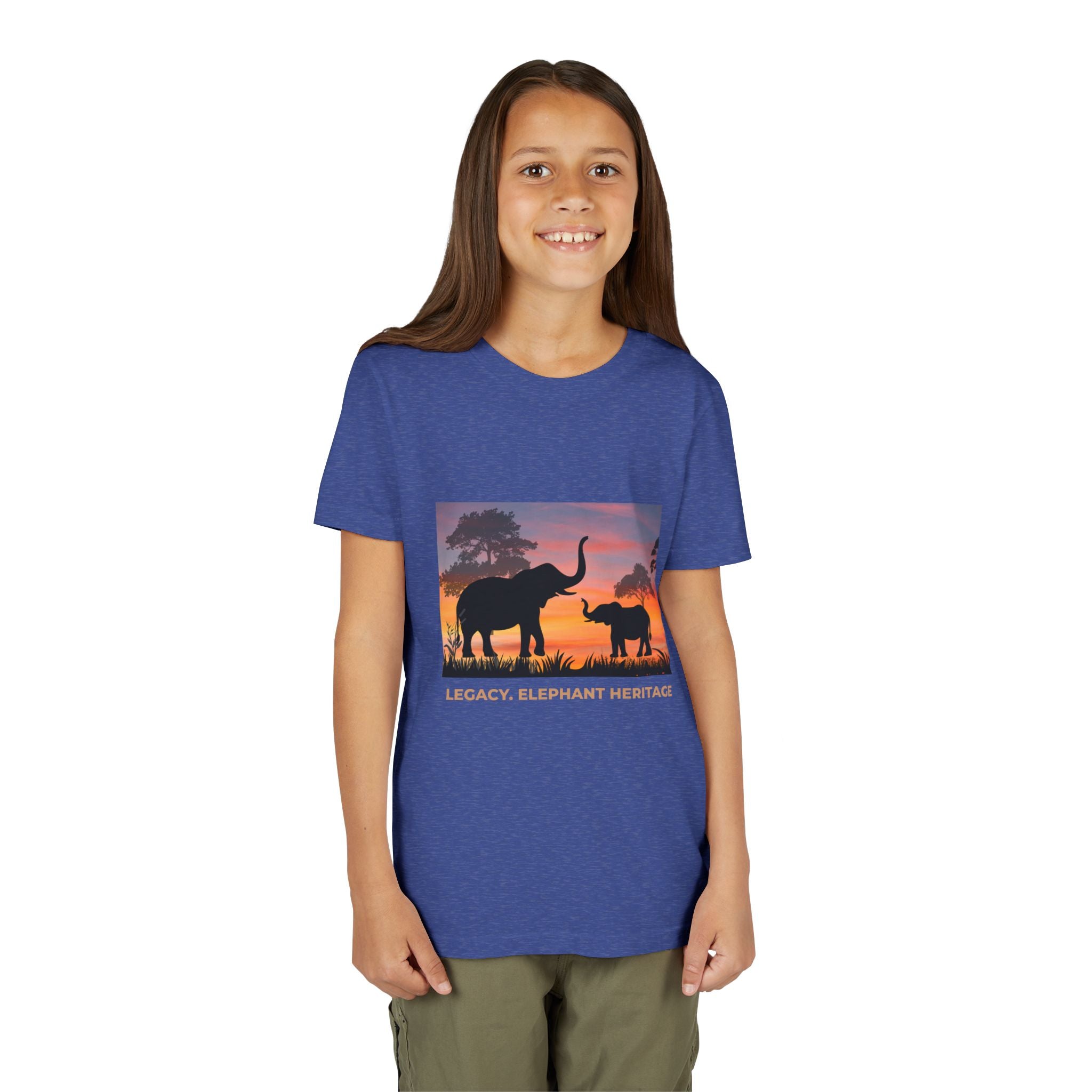 Youth Elephant Sunset Tee — 'Legacy, Love & Heritage' Kids Shirt