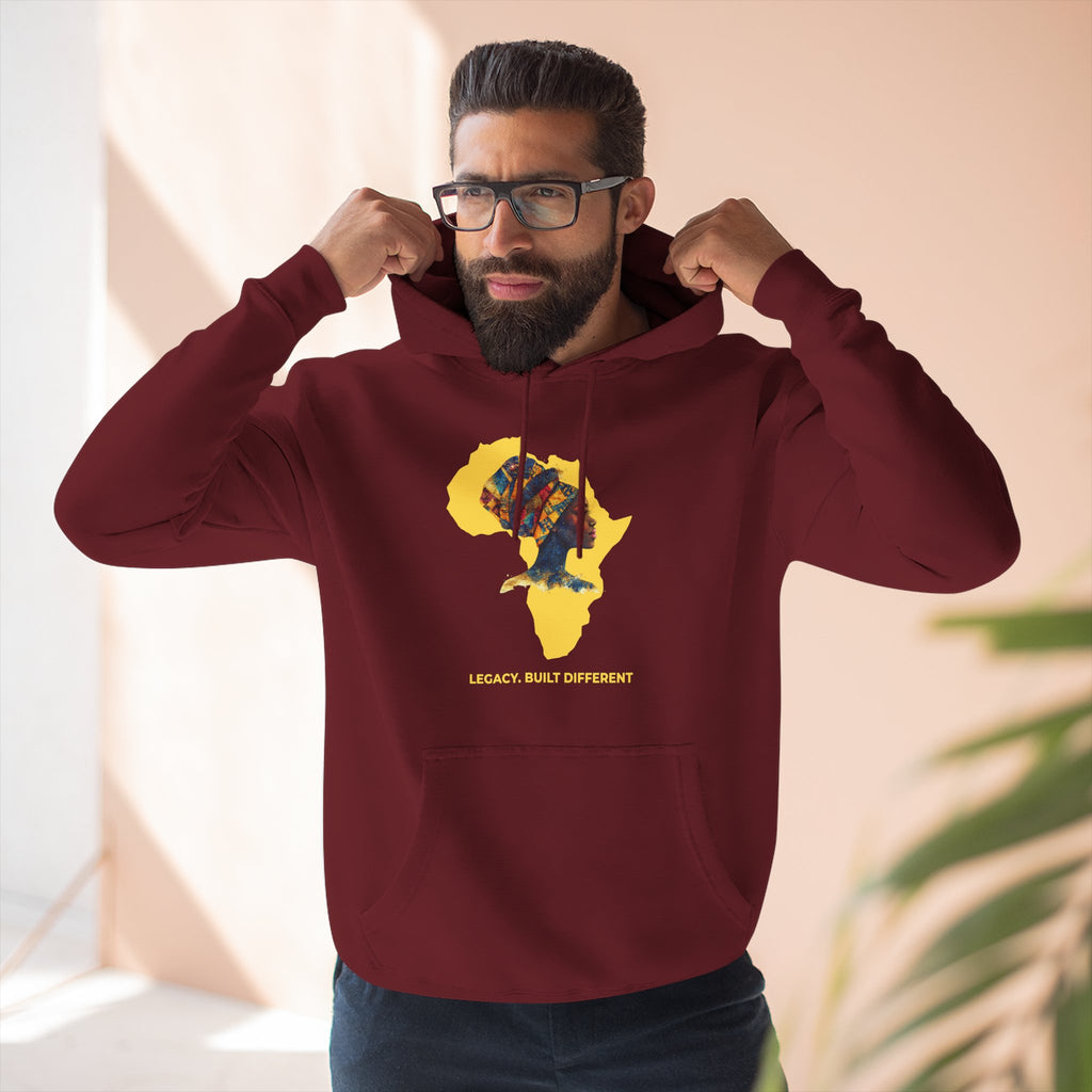 Hoodie — African Profile Art on Yellow Africa Silhouette (Legacy, Beauty, Empowerment)