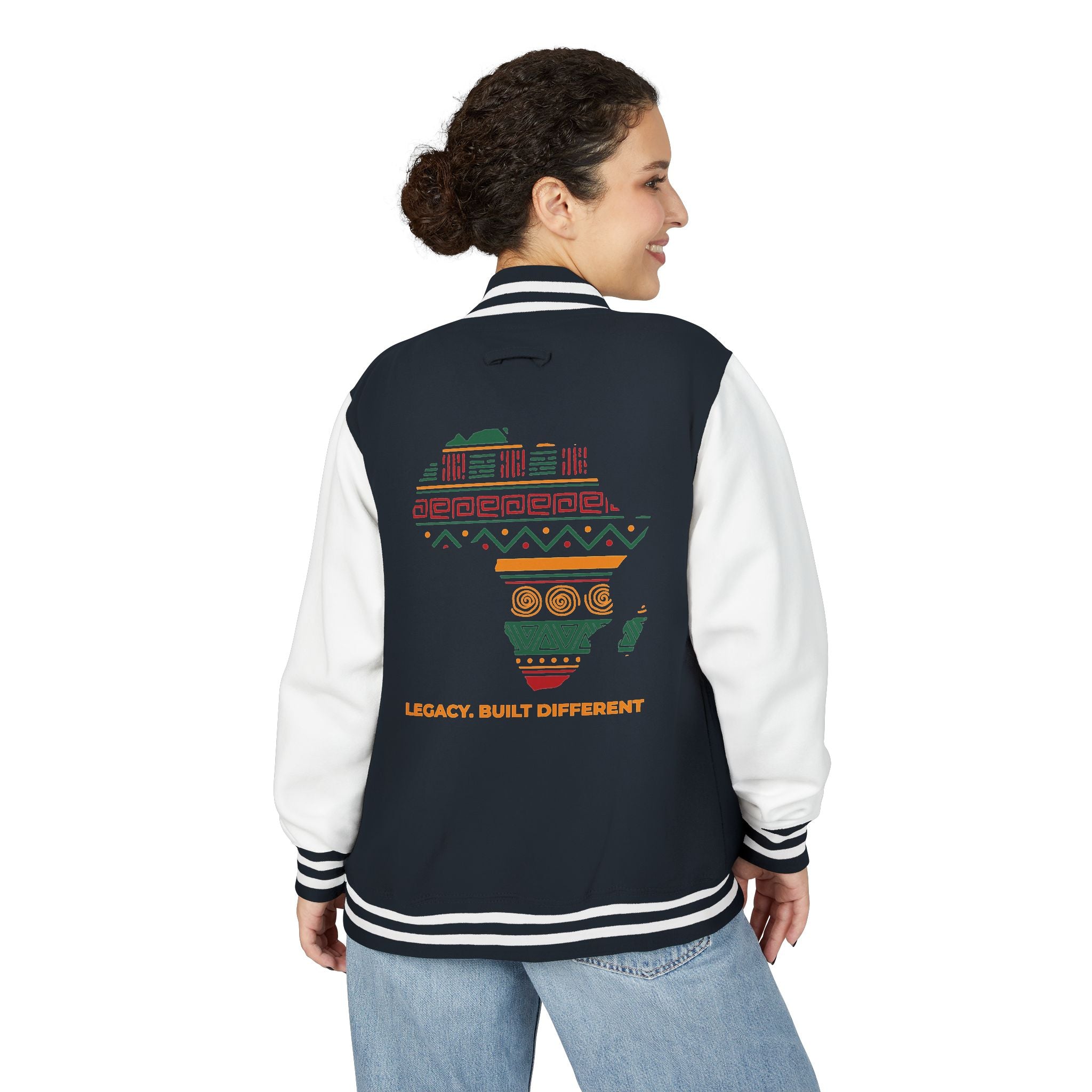Africa Pattern Letterman Jacket — "Legacy, Unity, Strength"