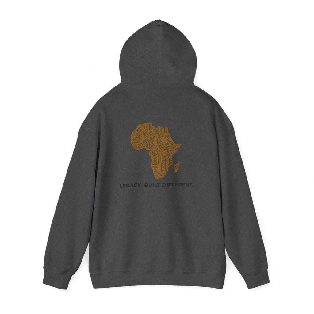 Africa Map Hoodie — 'Legacy. Built Different.' Cultural Pattern Pullover