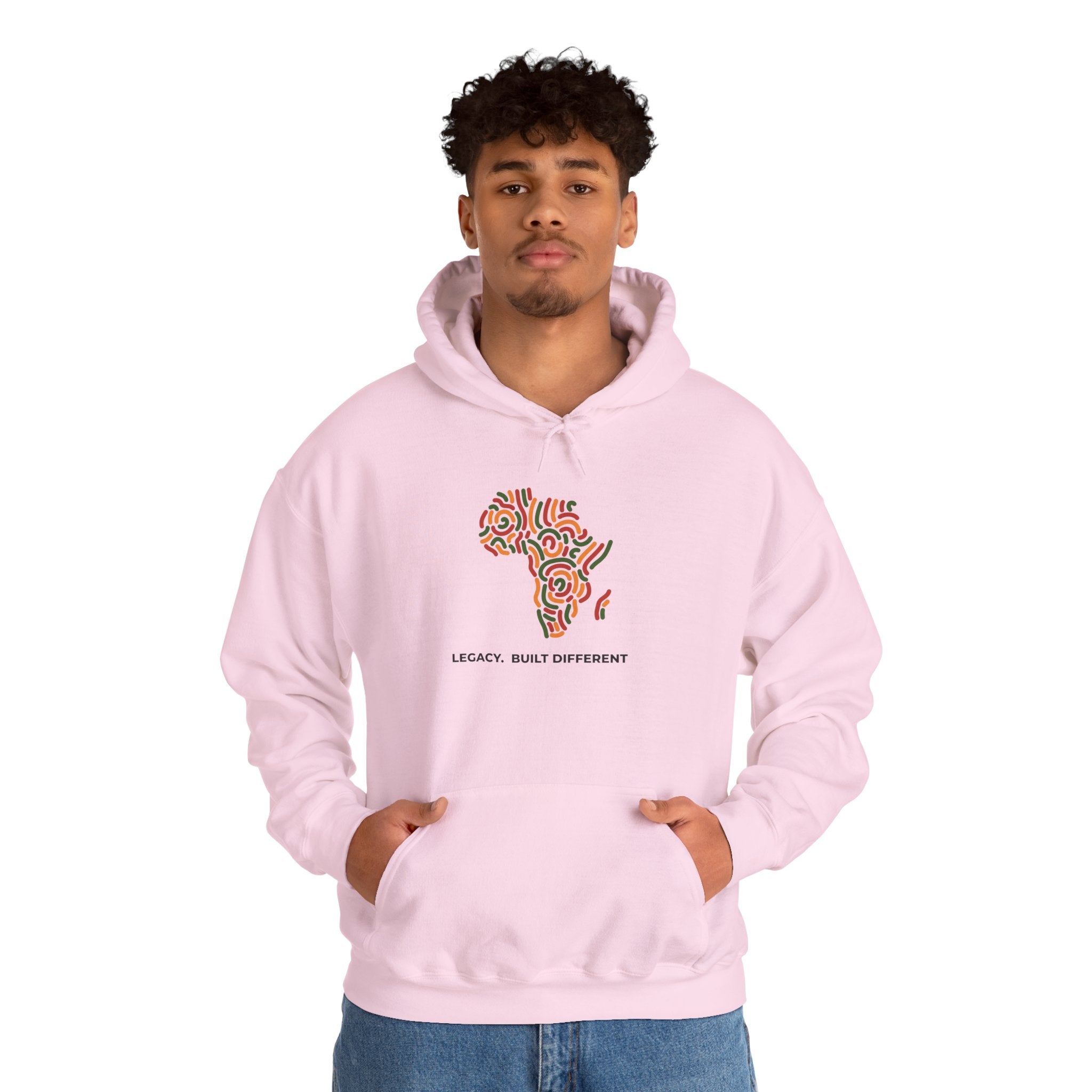 Africa Pattern Hoodie — "Legacy: Built Different" Graphic Sweatshirt