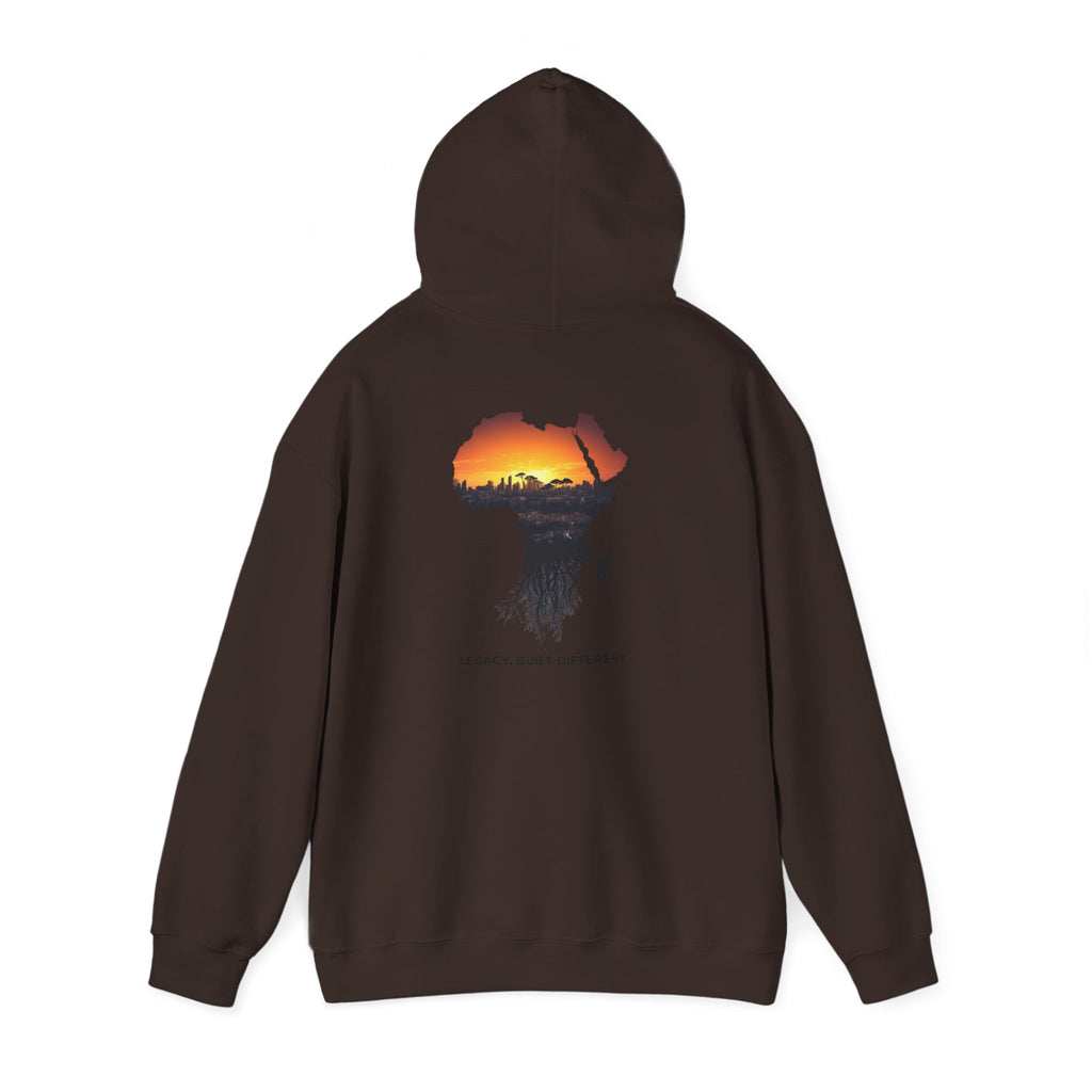Africa Sunset Hoodie — "Legacy. Built Different." Graphic Pullover