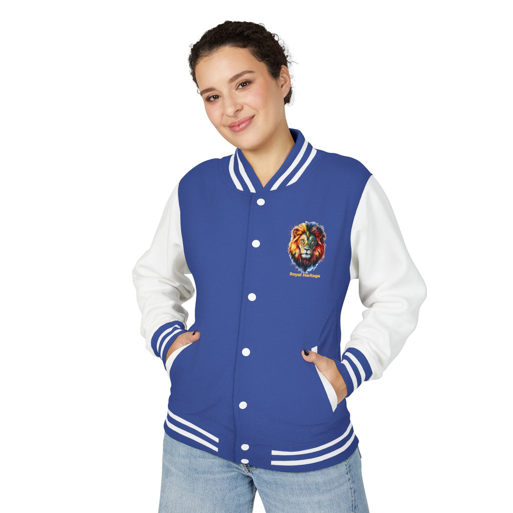 Lion Graphic Letterman Jacket — "Royal Heritage" Varsity Jacket