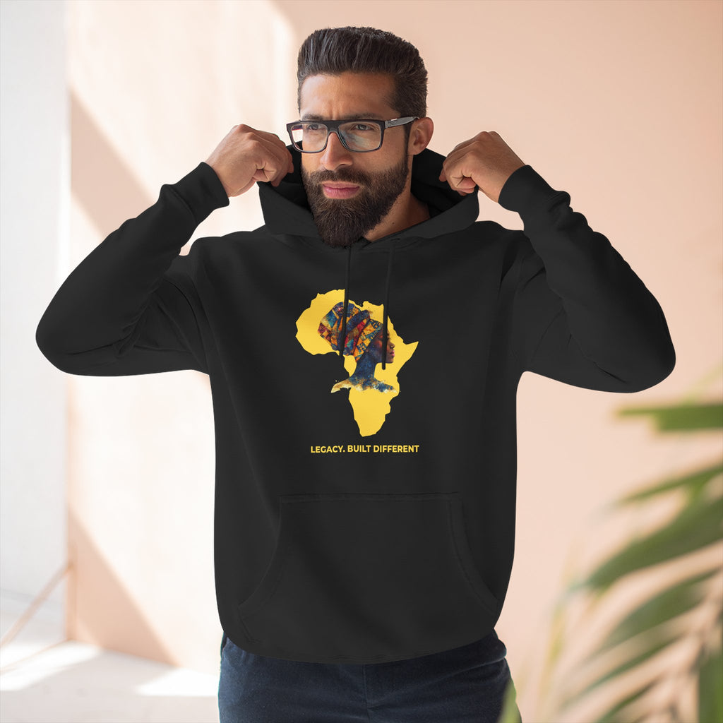 Hoodie — African Profile Art on Yellow Africa Silhouette (Legacy, Beauty, Empowerment)