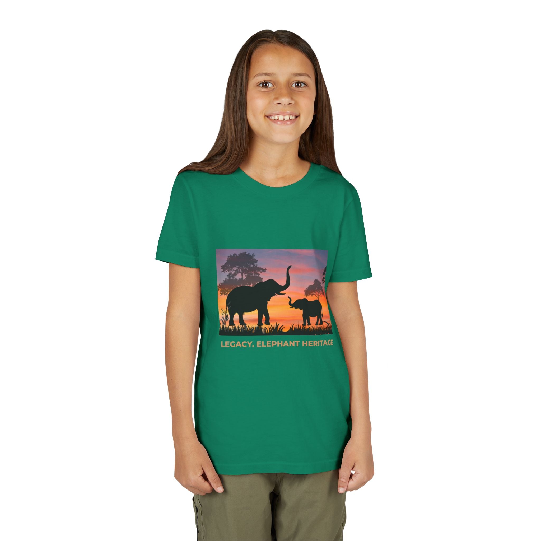 Youth Elephant Sunset Tee — 'Legacy, Love & Heritage' Kids Shirt