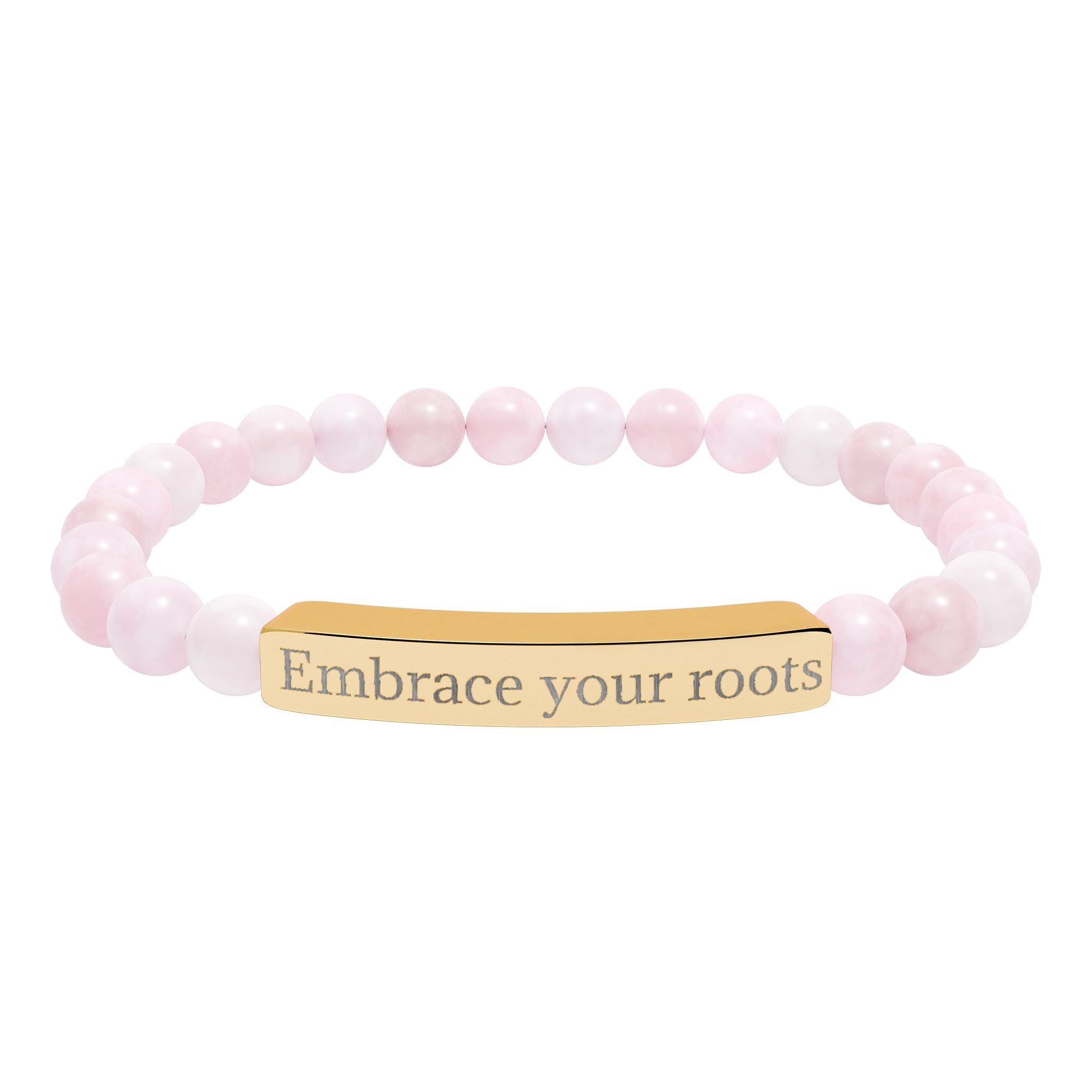 Engraved Natural Stone Stretch Bracelet — 'Embrace Your Roots' Beaded Bar Bracelet