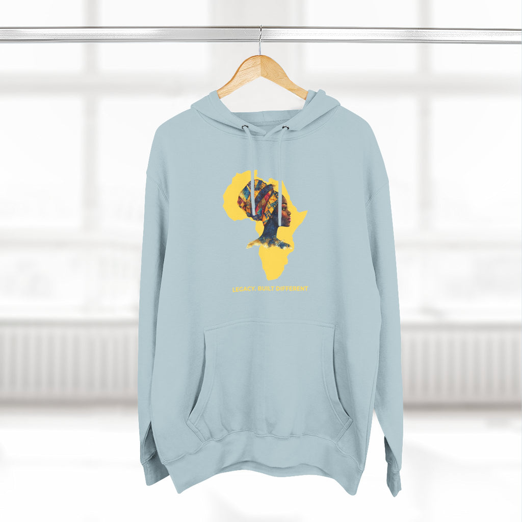 Hoodie — African Profile Art on Yellow Africa Silhouette (Legacy, Beauty, Empowerment)