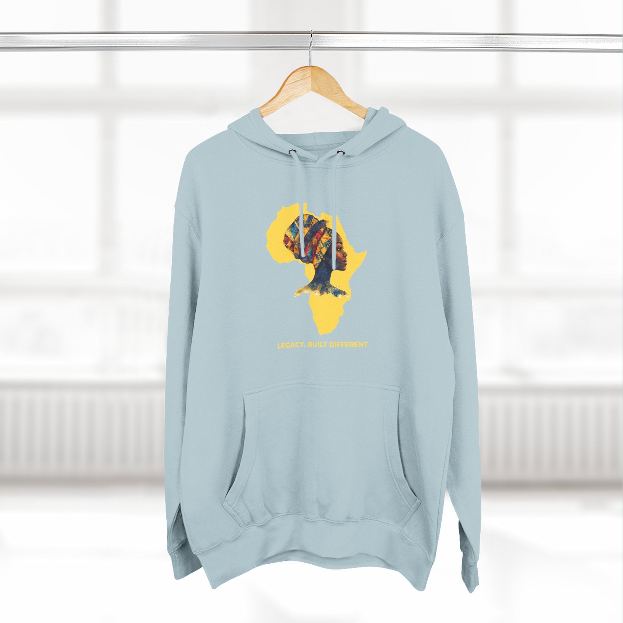 Hoodie — African Profile Art on Yellow Africa Silhouette (Legacy, Beauty, Empowerment)