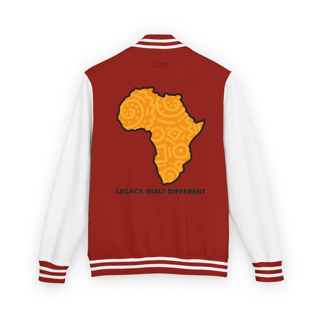 Africa Pattern Letterman Jacket — "Legacy. Built Different" Varsity Coat