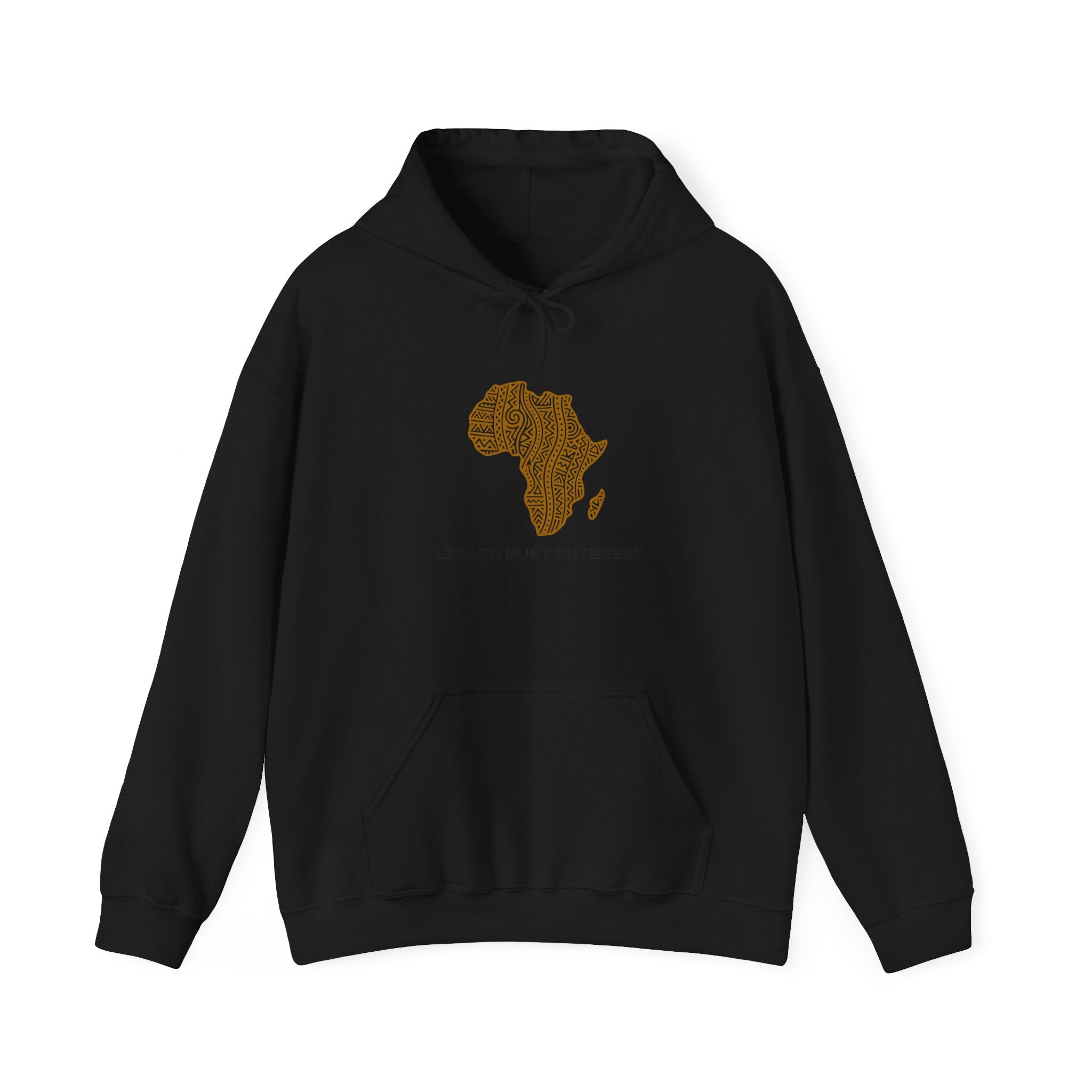 Africa Map Hoodie — 'Legacy. Built Different.' Cultural Pattern Pullover