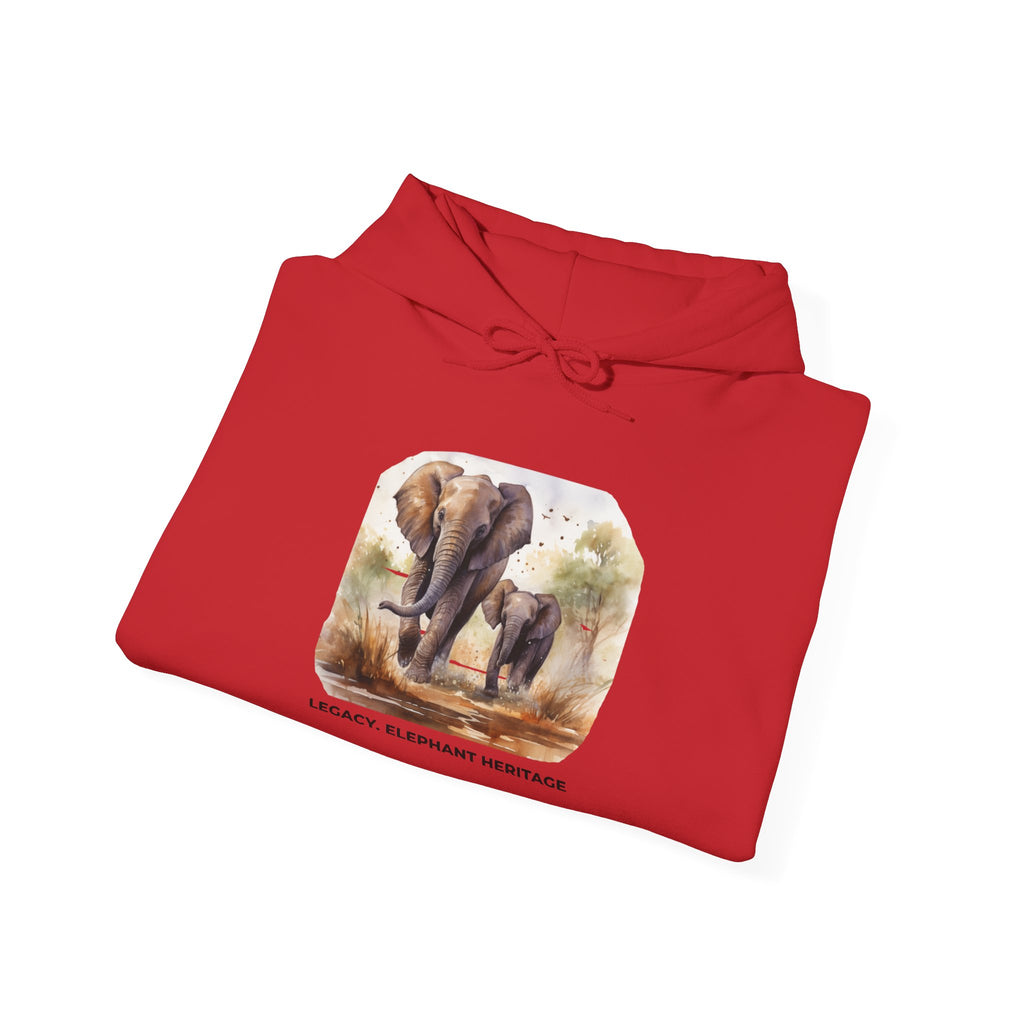 Elephant Heritage Hoodie — Wildlife Mom & Calf Graphic Sweatshirt