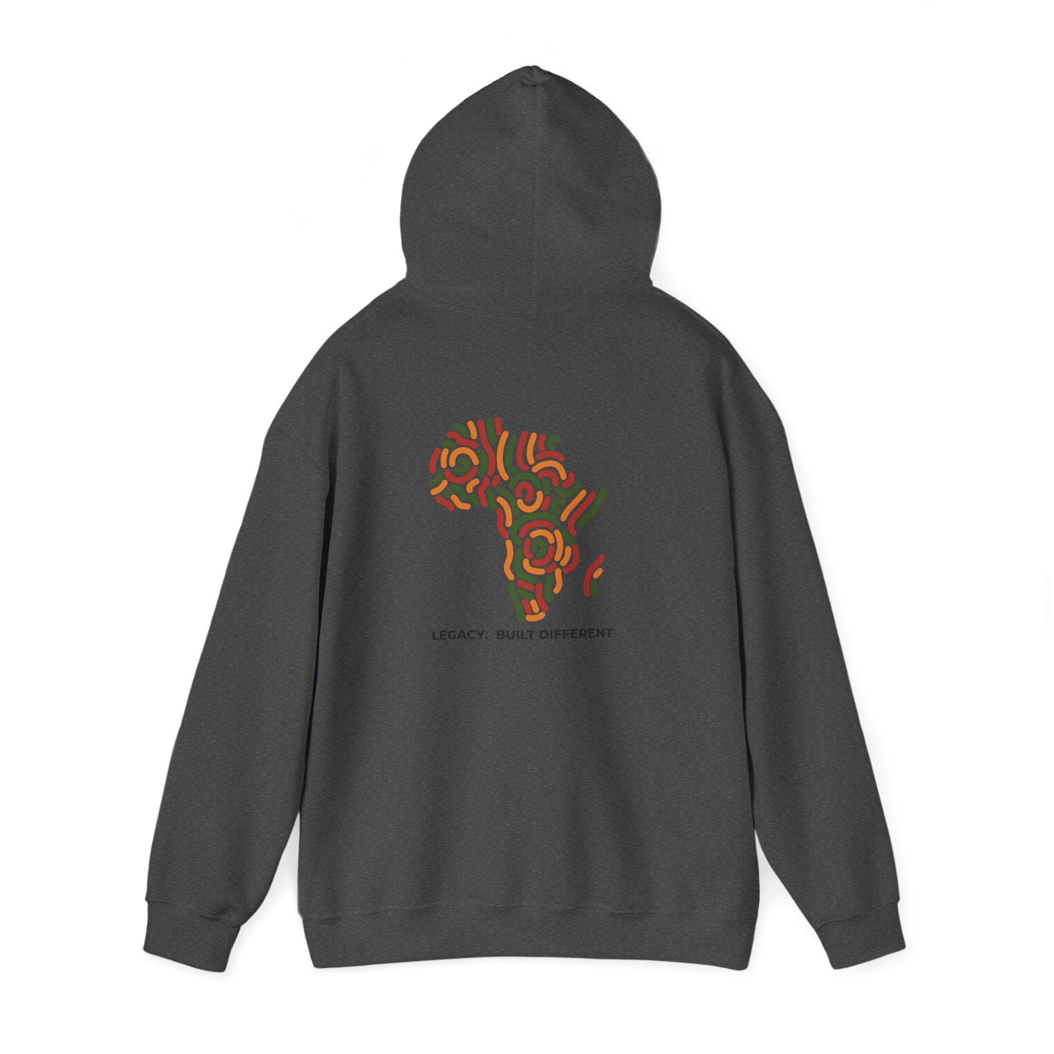 Africa Pattern Hoodie — "Legacy: Built Different" Graphic Sweatshirt