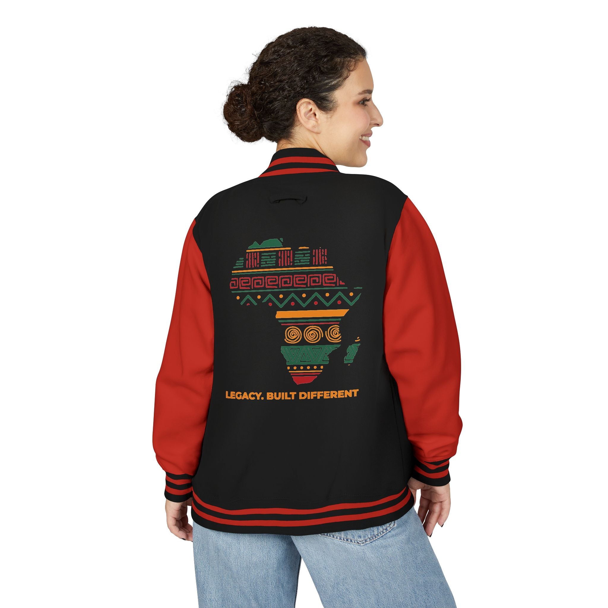 Africa Pattern Letterman Jacket — "Legacy, Unity, Strength"