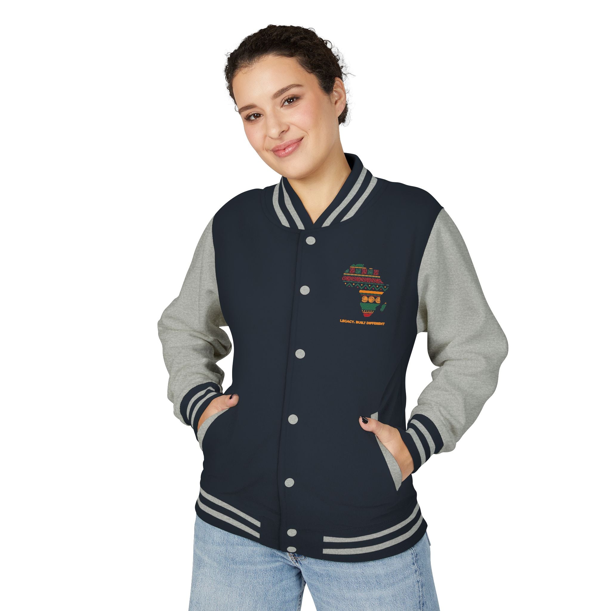 Africa Pattern Letterman Jacket — "Legacy, Unity, Strength"