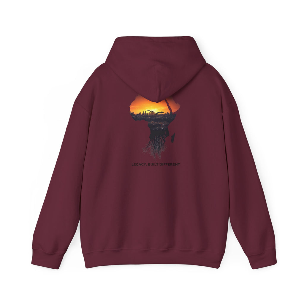 Africa Sunset Hoodie — "Legacy. Built Different." Graphic Pullover