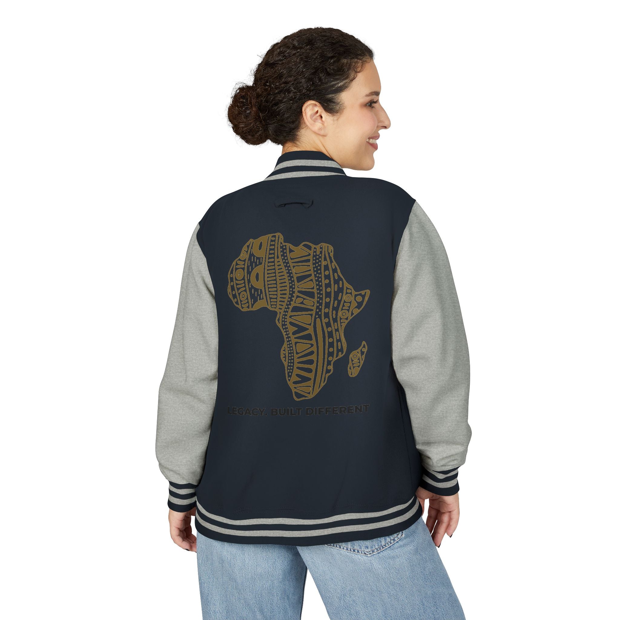 Letterman Jacket — African Pattern Map "Legacy. Built Different"