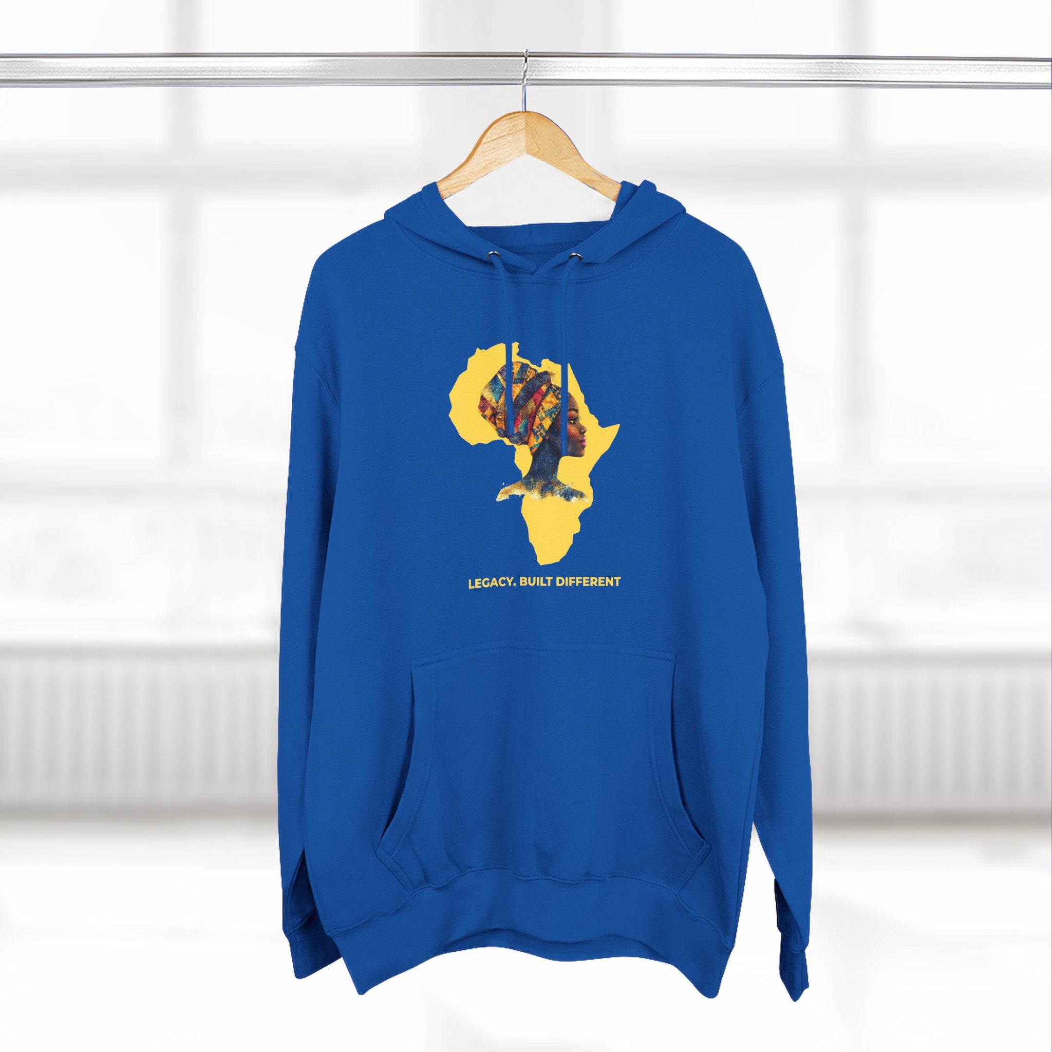 Hoodie — African Profile Art on Yellow Africa Silhouette (Legacy, Beauty, Empowerment)