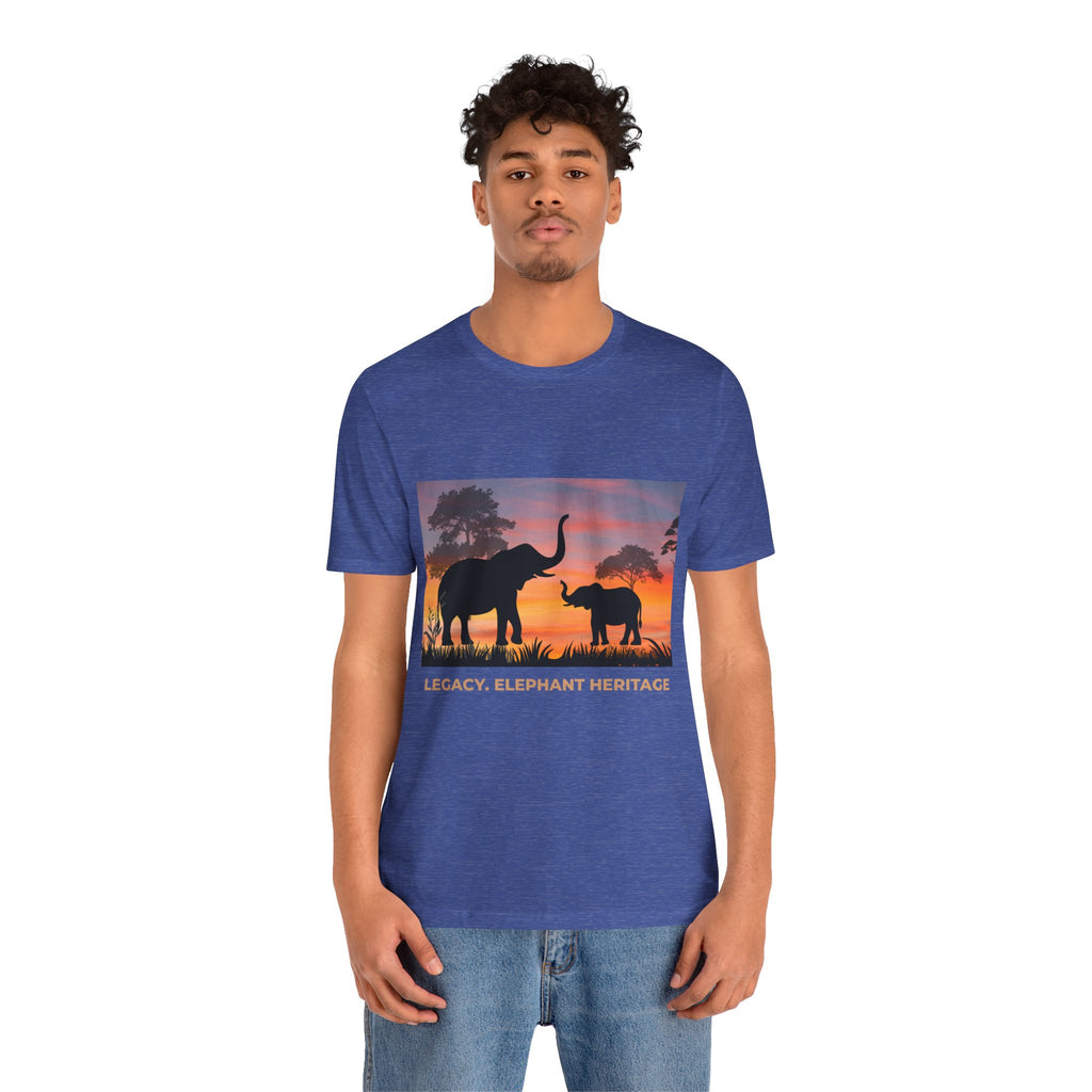 Elephant Sunset Tee — "Legacy, Elephant Heritage" Graphic T-Shirt