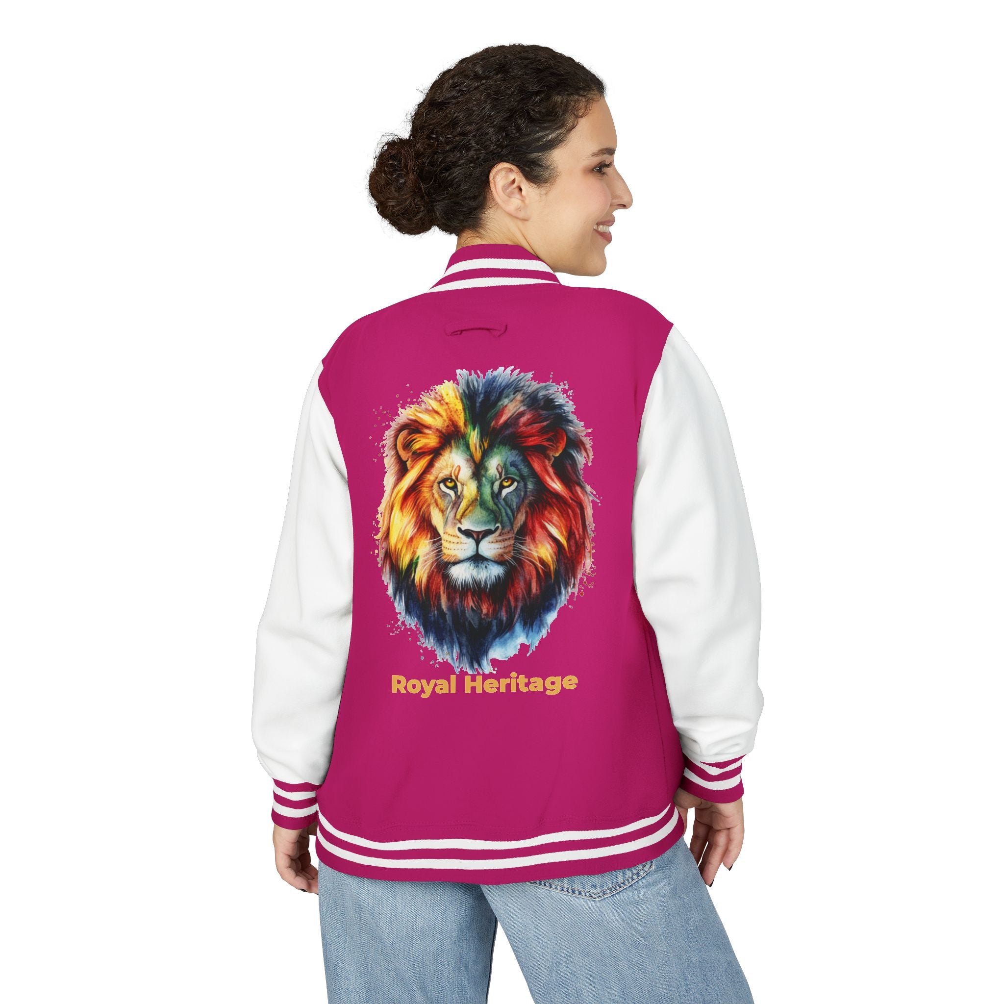Lion Graphic Letterman Jacket — "Royal Heritage" Varsity Jacket