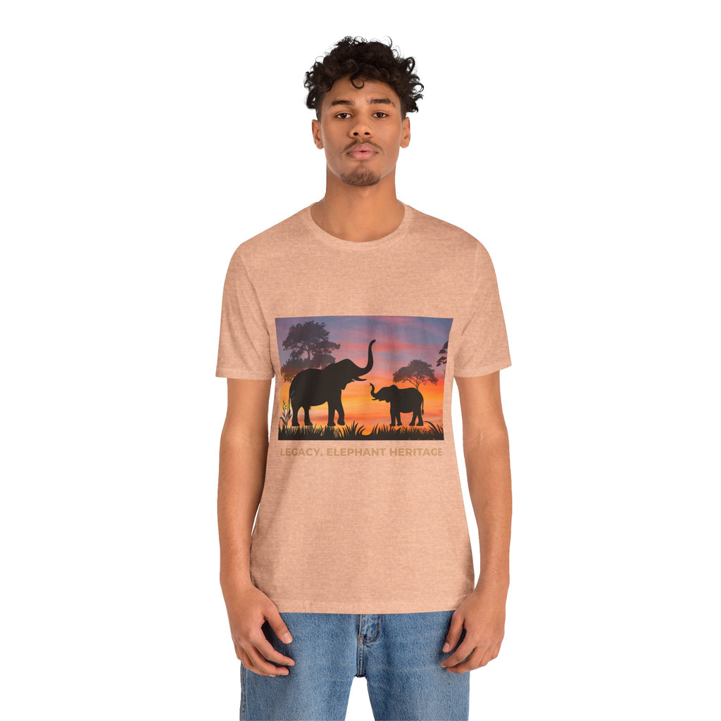 Elephant Sunset Tee — "Legacy, Elephant Heritage" Graphic T-Shirt
