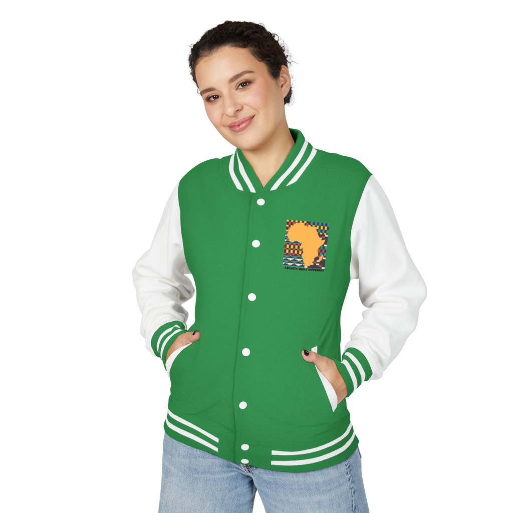 Letterman Jacket - Africa Map Kente Pattern "Legacy Built Different"