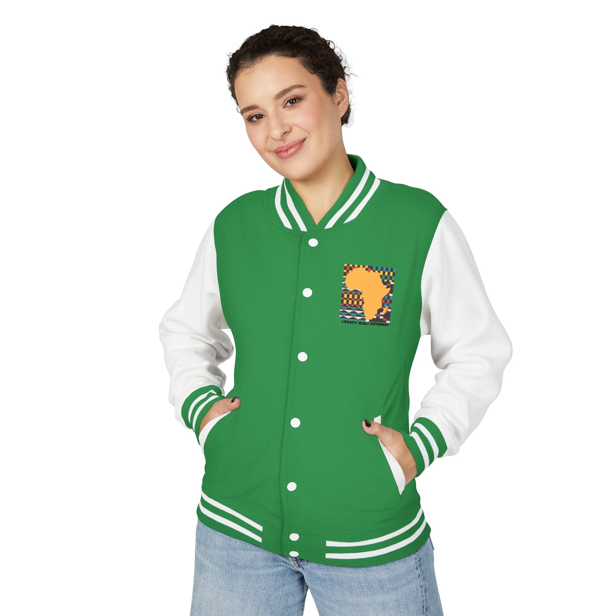 Letterman Jacket - Africa Map Kente Pattern "Legacy Built Different"