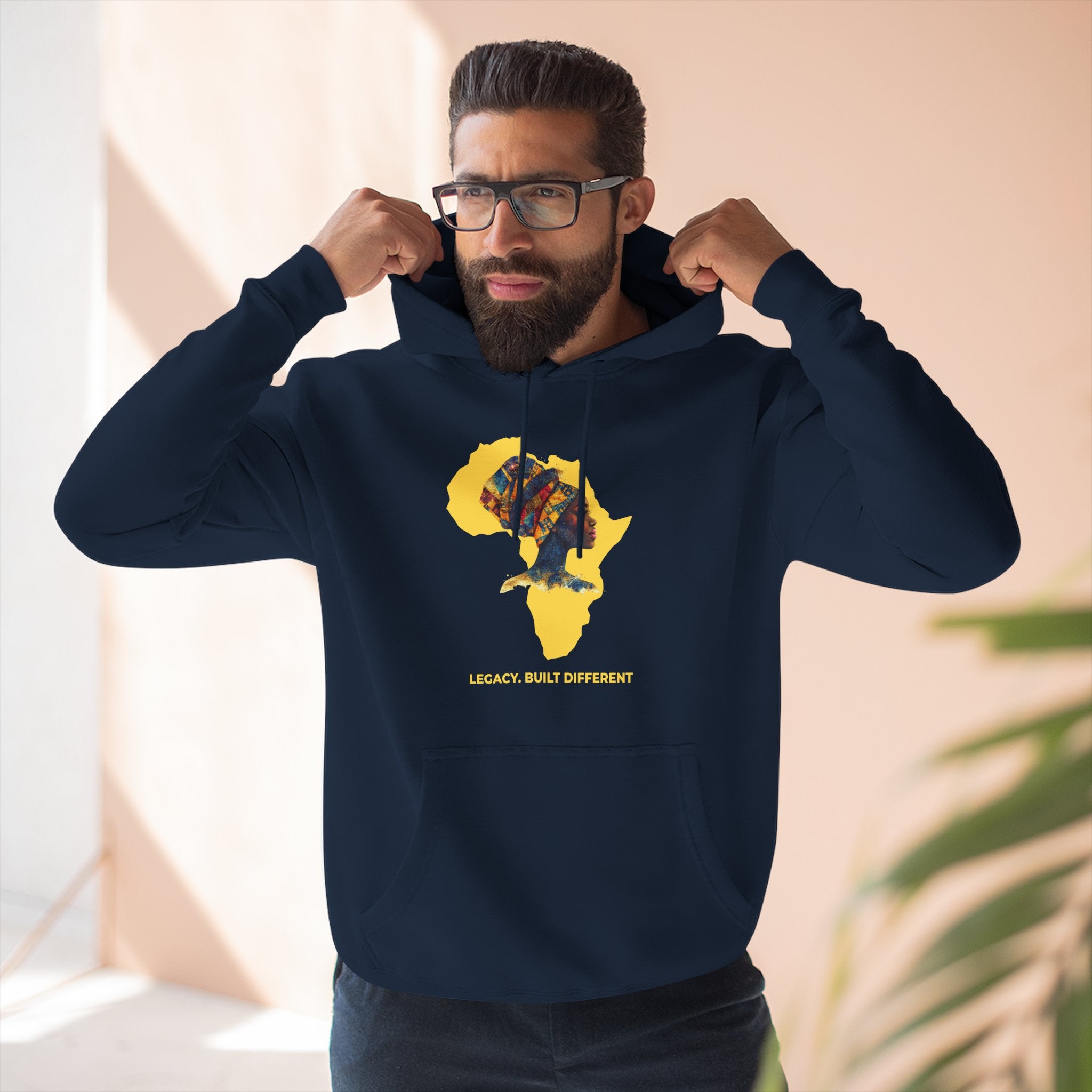 Hoodie — African Profile Art on Yellow Africa Silhouette (Legacy, Beauty, Empowerment)