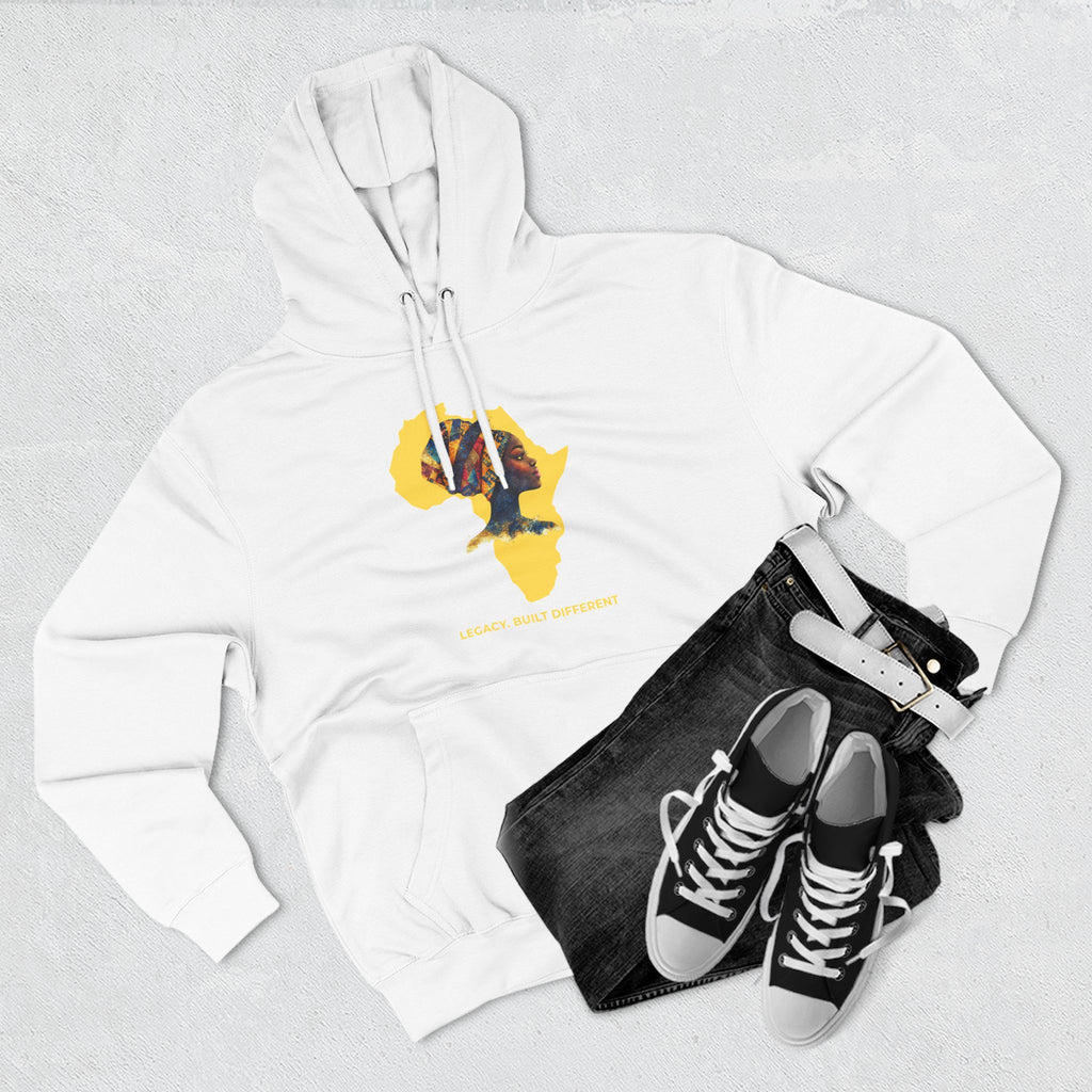 Hoodie — African Profile Art on Yellow Africa Silhouette (Legacy, Beauty, Empowerment)