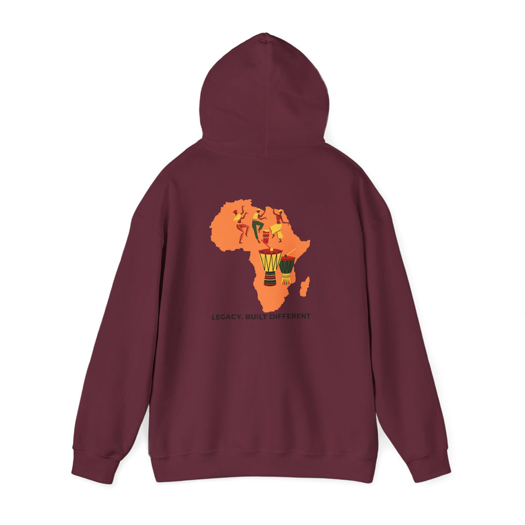 Africa Map Hoodie - 'Legacy. Built Different.' Afrocentric Graphic Pullover