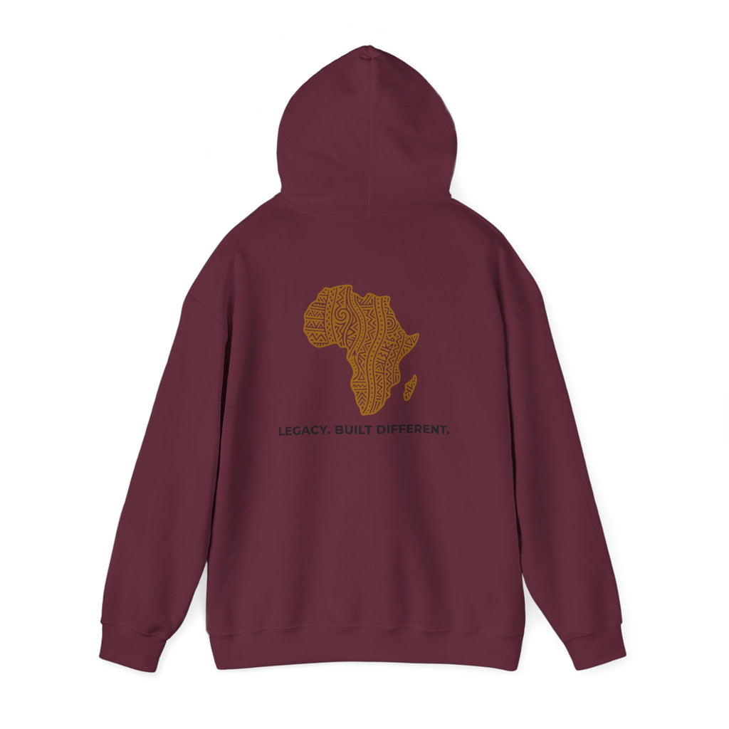 Africa Map Hoodie — 'Legacy. Built Different.' Cultural Pattern Pullover