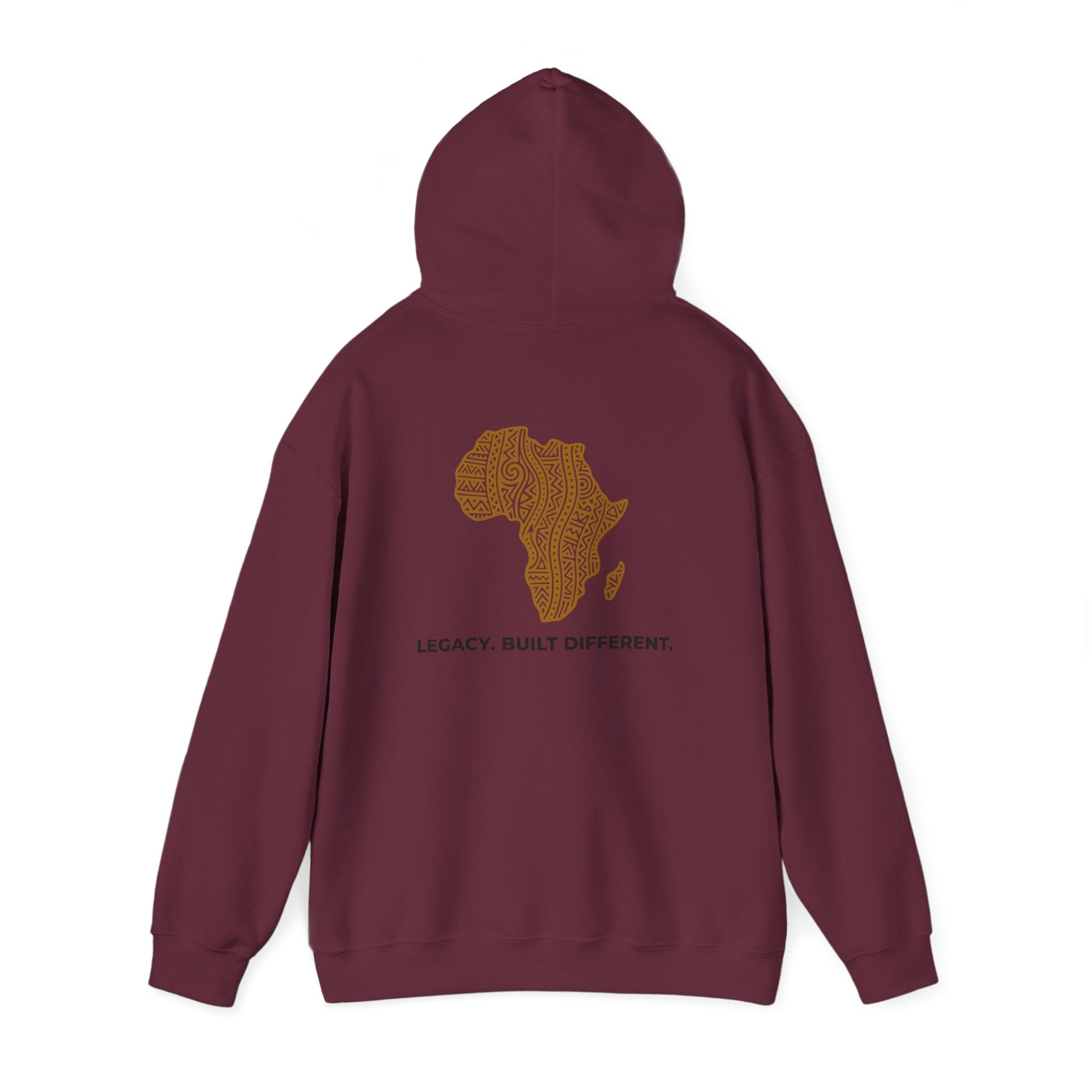 Africa Map Hoodie — 'Legacy. Built Different.' Cultural Pattern Pullover