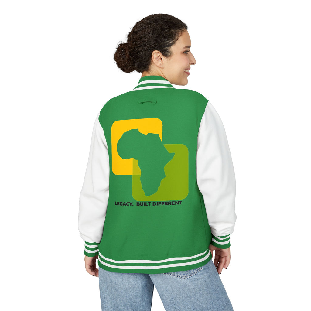 Letterman Jacket — Afrocentric Africa Map Design ("Legacy. Built Different")