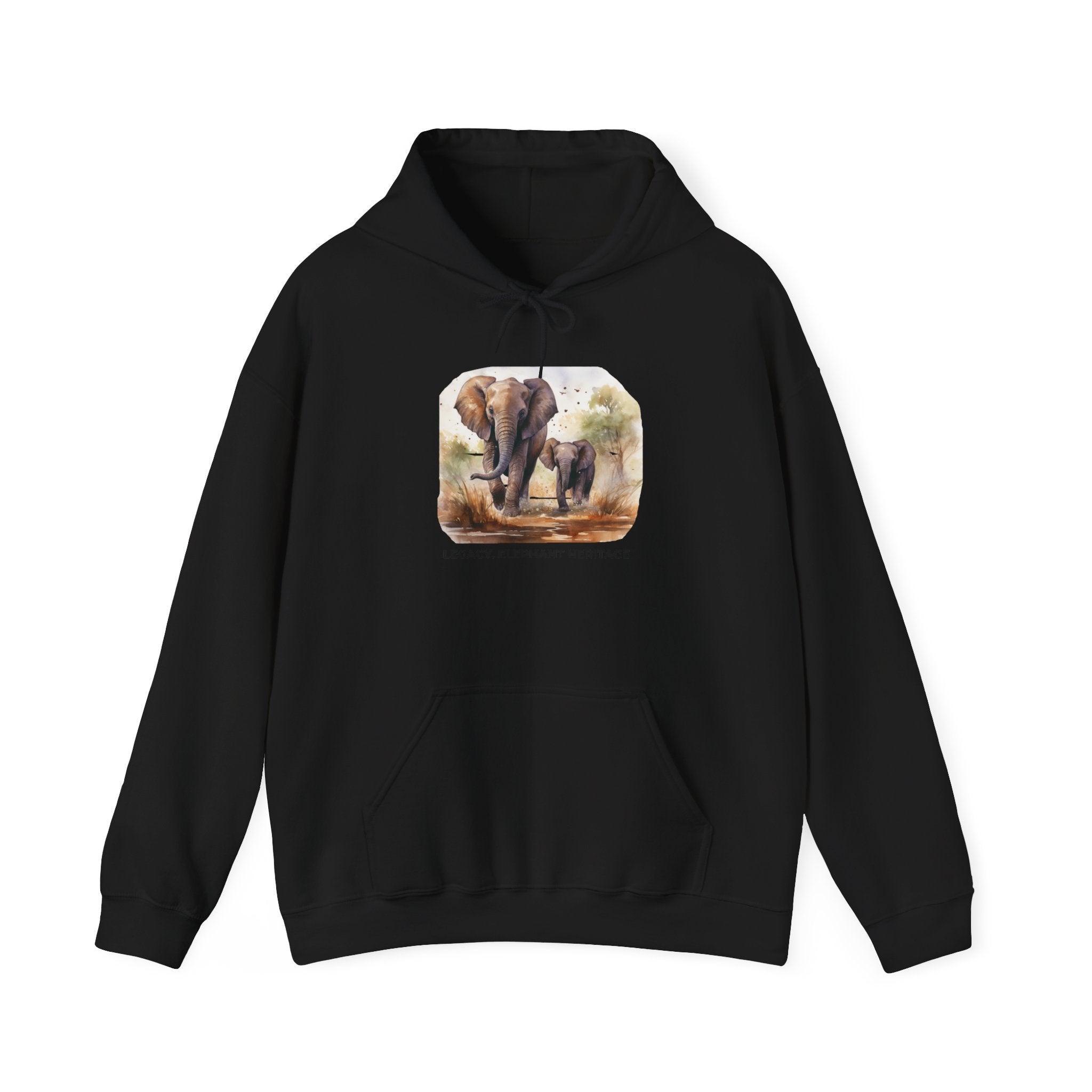 Elephant Heritage Hoodie — Wildlife Mom & Calf Graphic Sweatshirt