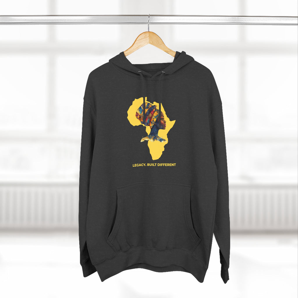 Hoodie — African Profile Art on Yellow Africa Silhouette (Legacy, Beauty, Empowerment)