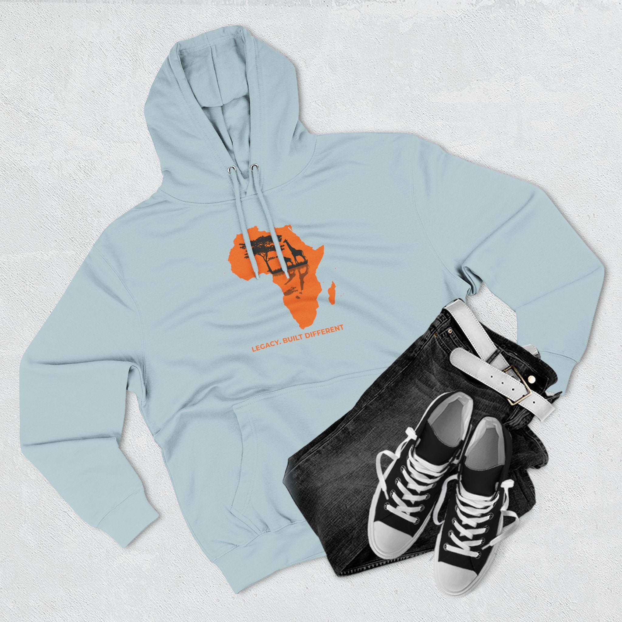 Africa Silhouette Hoodie — 'Legacy: Built Different' Graphic Pullover