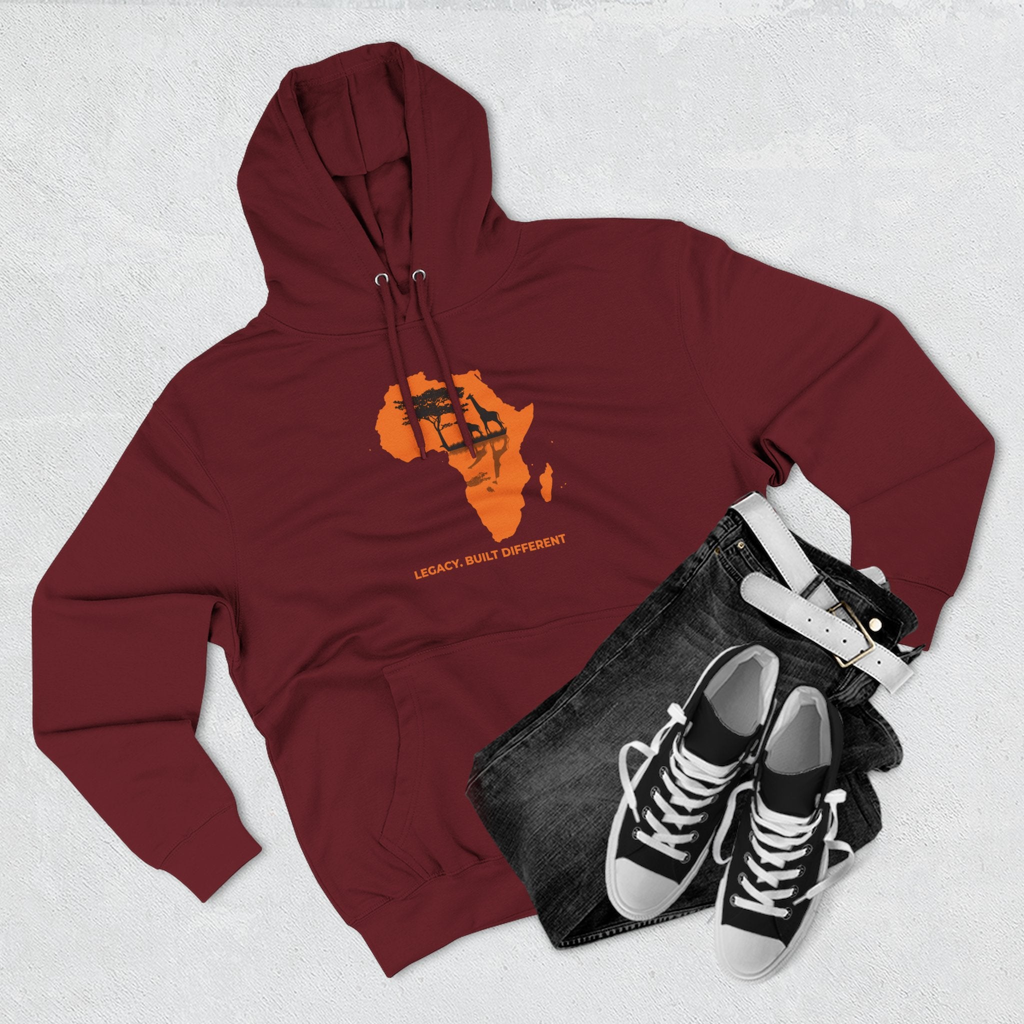 Africa Silhouette Hoodie — 'Legacy: Built Different' Graphic Pullover