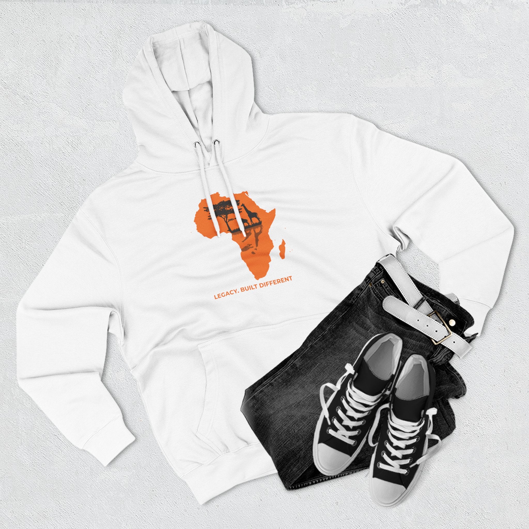 Africa Silhouette Hoodie — 'Legacy: Built Different' Graphic Pullover