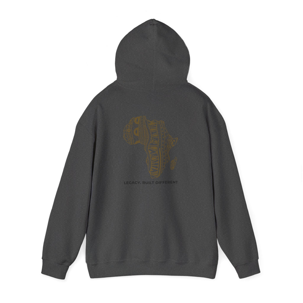 Africa Pattern Hoodie — "Legacy. Built Different." Graphic Sweatshirt