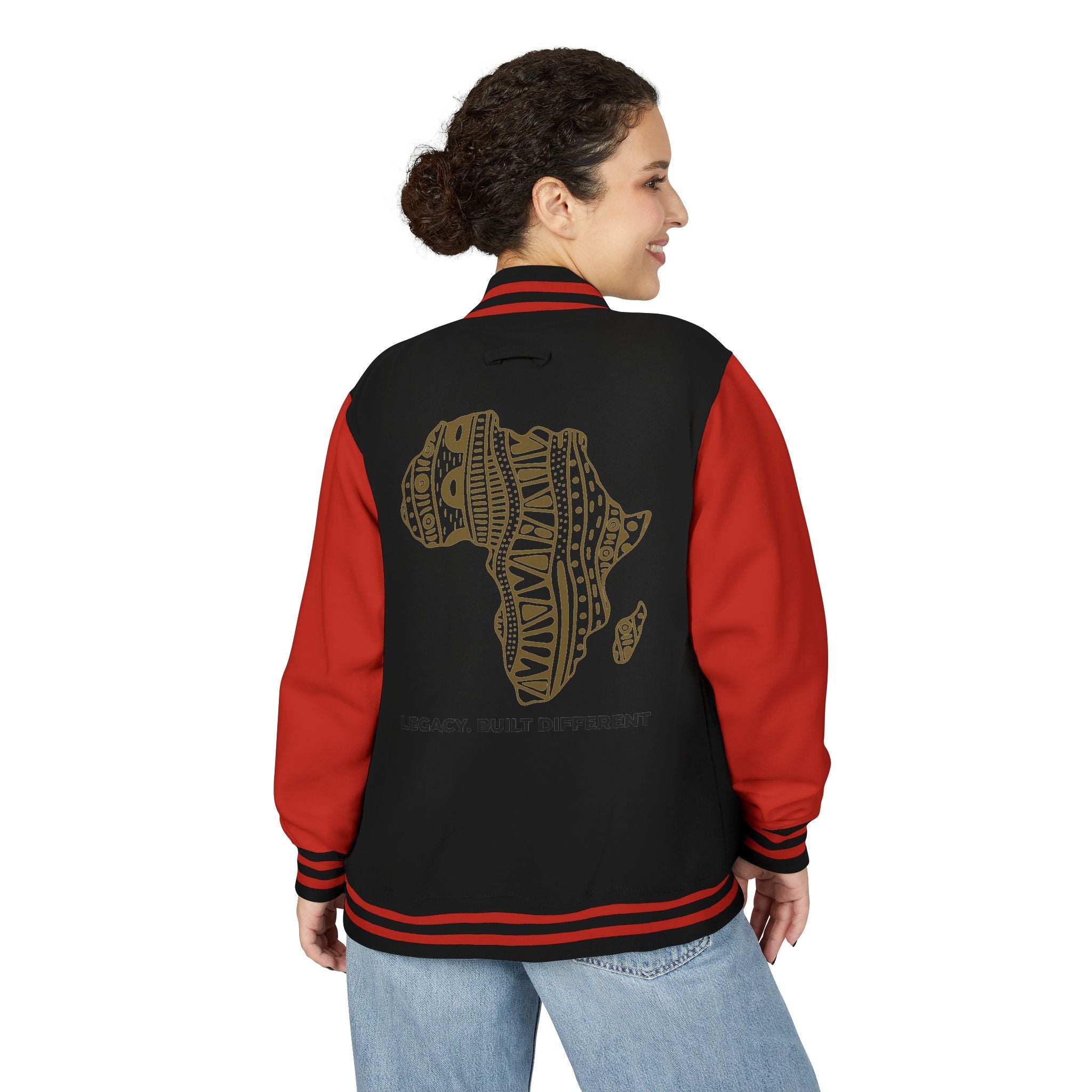 Letterman Jacket — African Pattern Map "Legacy. Built Different"