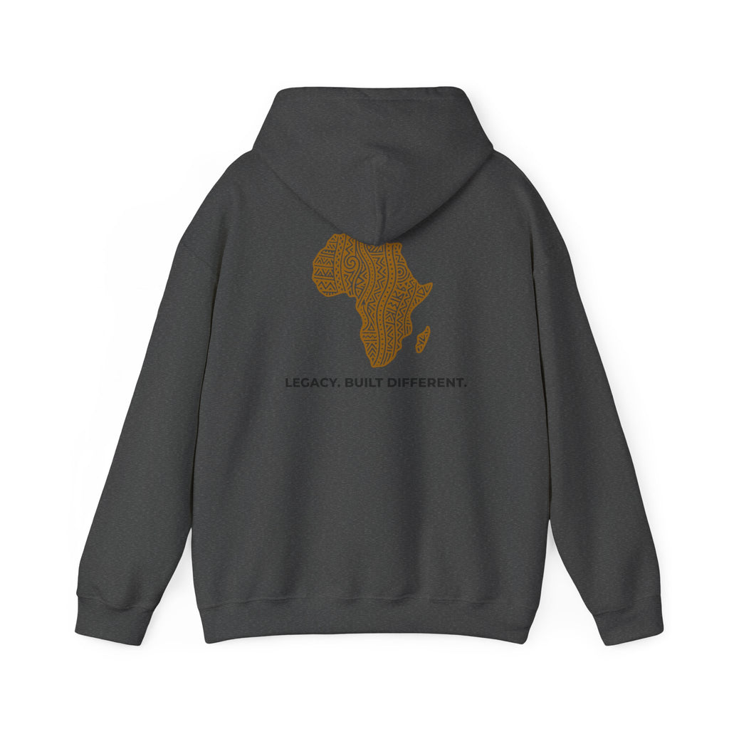 Africa Map Hoodie — 'Legacy. Built Different.' Cultural Pattern Pullover